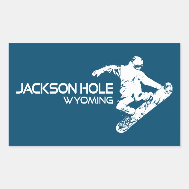 Jackson Hole Wyoming Snowboarder Rectangular Sticker (Front)