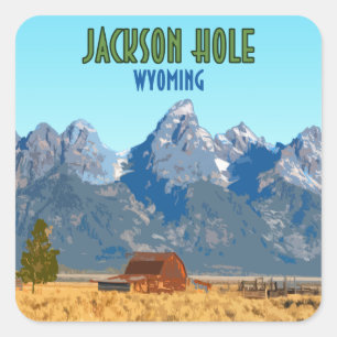 Jackson Hole Wyoming Vintage Square Sticker