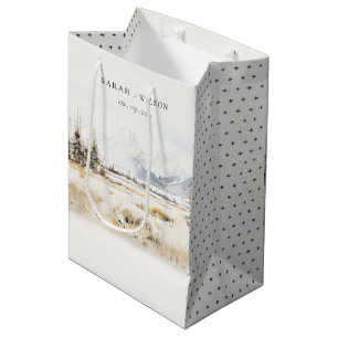 Jackson Hole Wyoming Watercolor Landscape Wedding Medium Gift Bag