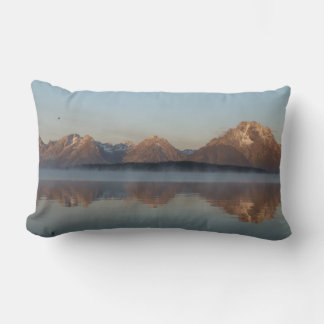 Jackson Lake Dam Reflection in Grand Teton Park Lumbar Cushion