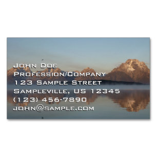 Jackson Lake Dam Reflection in Grand Teton Park Magnetic Business Card