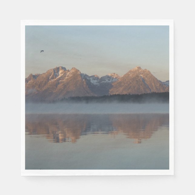 Jackson Lake Dam Reflection in Grand Teton Park Napkin (Front)