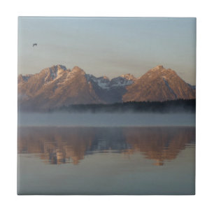 Jackson Lake Dam Reflection in Grand Teton Park Tile