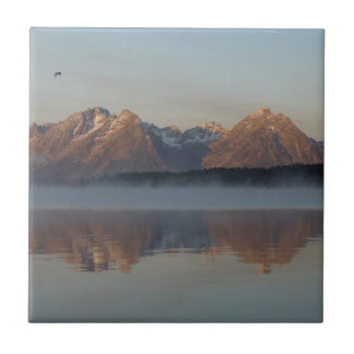 Jackson Lake Dam Reflection in Grand Teton Park Tile