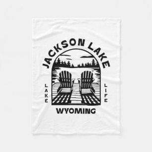 Jackson Lake Wyoming Outdoors Vintage 2 Fleece Blanket