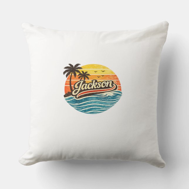 Jackson Retro Sunset Name Design Cushion (Front)