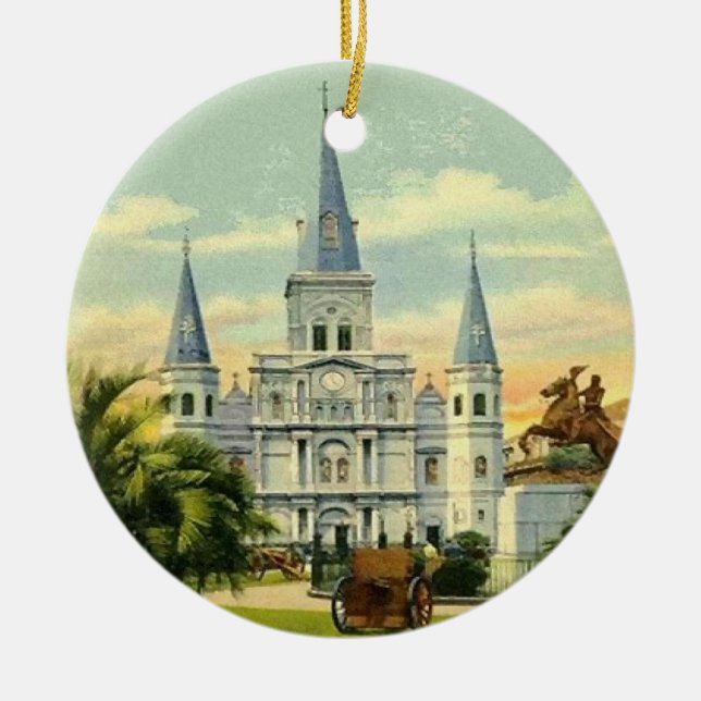 Jackson Square New Orleans Ceramic Tree Decoration (Front)
