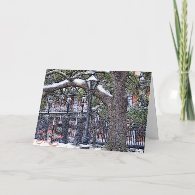 Jackson Square Snow Christmas Holiday Card (Front)
