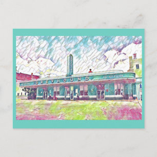 Jackson, TN Greyhound Halfway Bus Station Painting Postcard