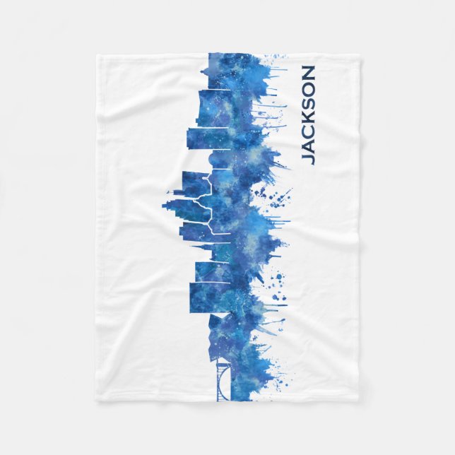 Jackson USA Skyline Blue Fleece Blanket (Front)