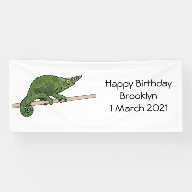 Jackson's chameleon cartoon illustration banner (Horizontal)