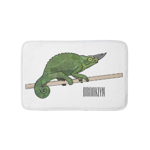 Jackson's chameleon cartoon illustration bath mat
