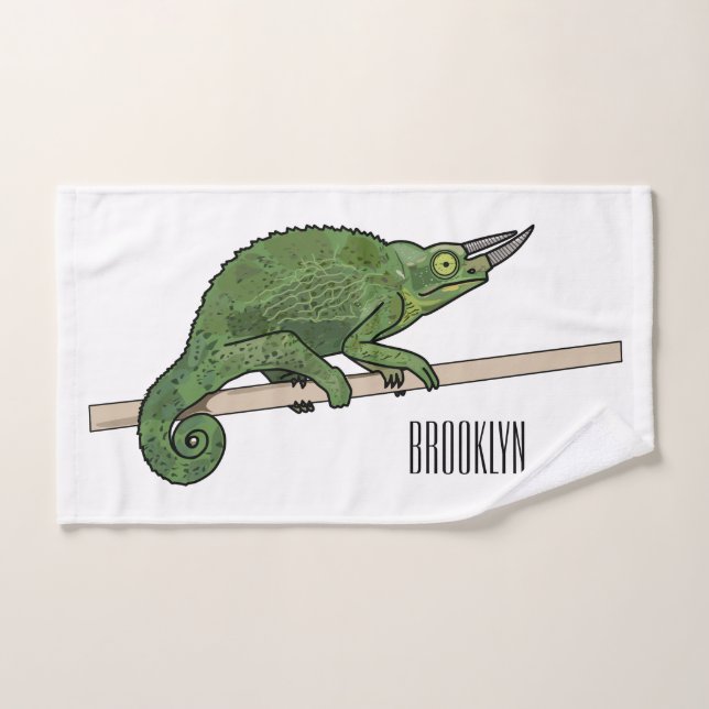 Jackson's chameleon cartoon illustration bath towel set (Hand Towel)