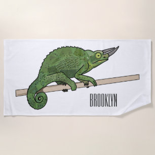Jackson's chameleon cartoon illustration beach towel