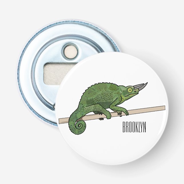 Jackson's chameleon cartoon illustration bottle opener (Front)