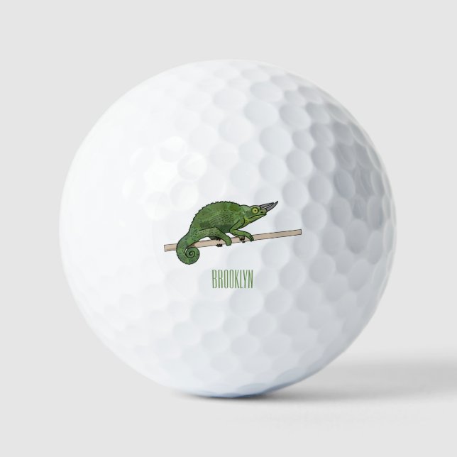 Jackson's chameleon cartoon illustration golf balls (Front)