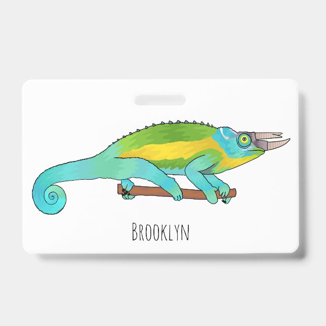 Jackson's chameleon cartoon illustration ID badge (Front)