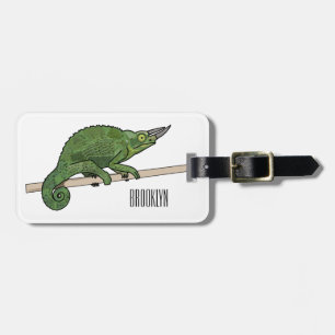 Jackson's chameleon cartoon illustration luggage tag