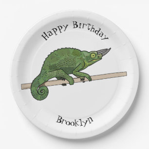 Jackson's chameleon cartoon illustration paper plate