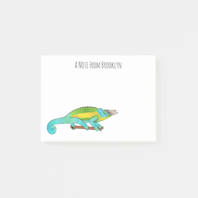 Jackson's chameleon cartoon illustration post-it notes (Front)