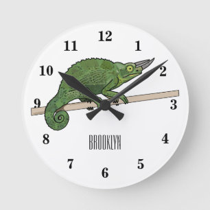 Jackson's chameleon cartoon illustration round clock