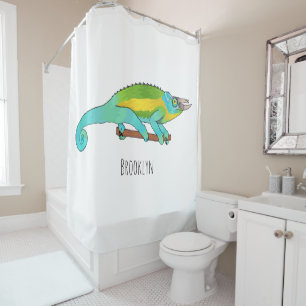 Jackson's chameleon cartoon illustration shower curtain