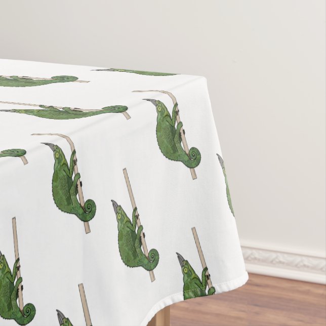Jackson's chameleon cartoon illustration tablecloth (In Situ)