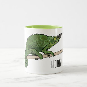 Jackson's chameleon cartoon illustration Two-Tone coffee mug