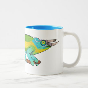 Jackson's chameleon cartoon illustration Two-Tone coffee mug
