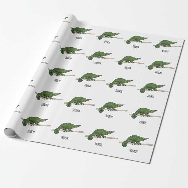 Jackson's chameleon cartoon illustration wrapping paper (Unrolled)