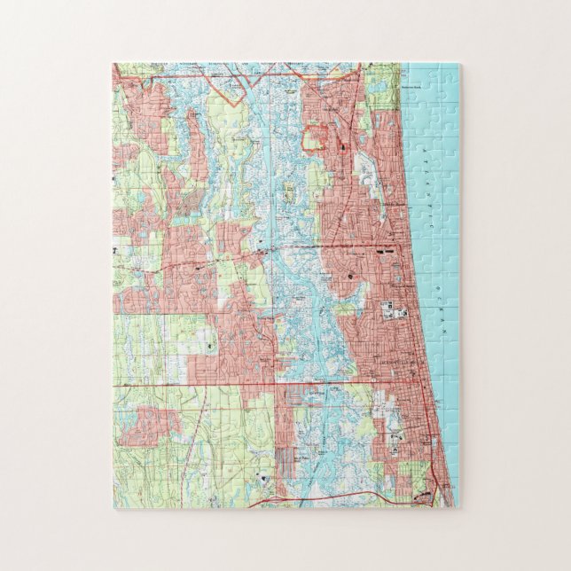 Jacksonville Beach and Atlantic Beach Florida Map Jigsaw Puzzle (Vertical)