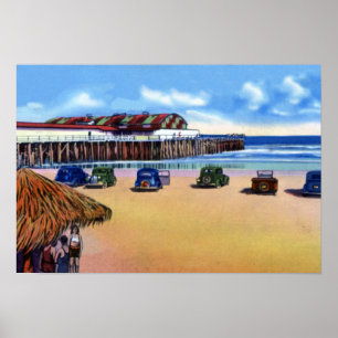 Jacksonville Beach Florida Dancing and Fishing Pie Poster