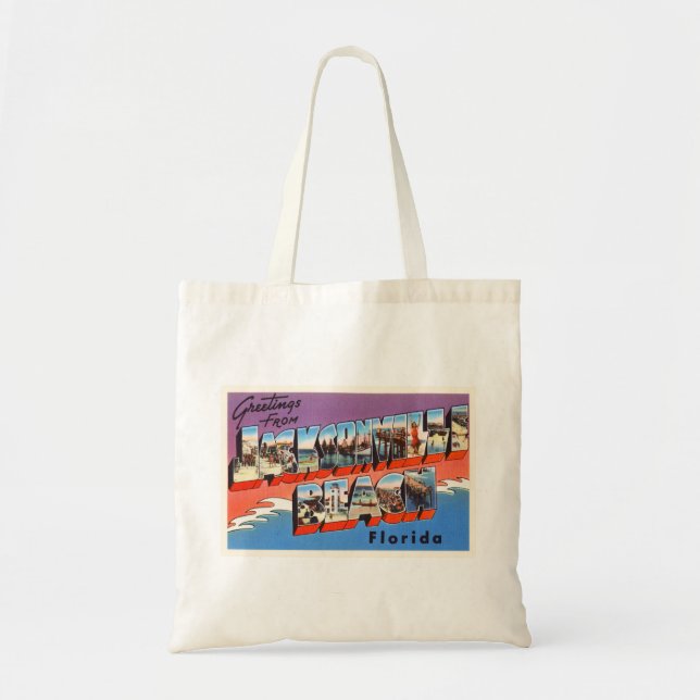 Jacksonville Beach Florida FL Old Travel Souvenir Tote Bag (Front)