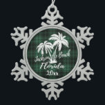 Jacksonville Beach Florida Palm Green Plaid Snowflake Pewter Christmas Ornament<br><div class="desc">Jacksonville Beach Florida Palm Tree Green Plaid Christmas Ornament</div>