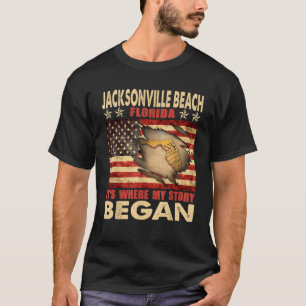 Jacksonville Beach Florida USA Flag 4th Of July T-Shirt