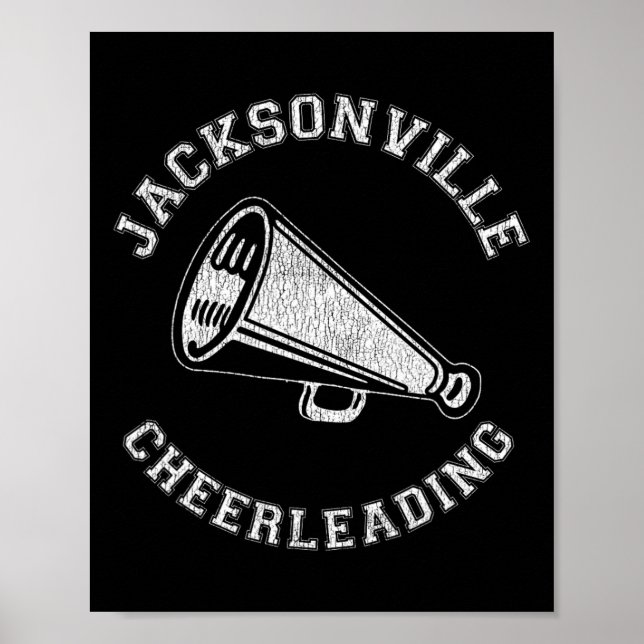 Jacksonville Cheer Distressed Retro 90's Cheerlead Poster (Front)