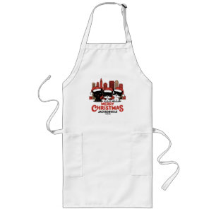 Jacksonville City Florida Merry Christmas Cats USA Long Apron