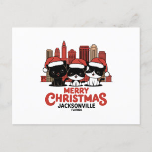 Jacksonville City Florida Merry Christmas Cats USA Postcard