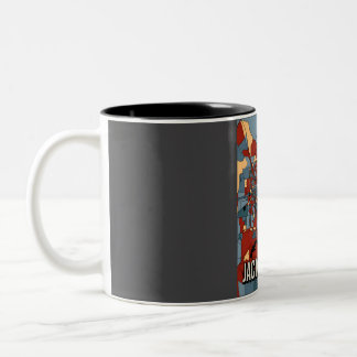 Jacksonville City Map - Colourful Earth Tone Abstr Two-Tone Coffee Mug