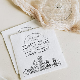 Jacksonville Deco Skyline   Wedding Event Napkins