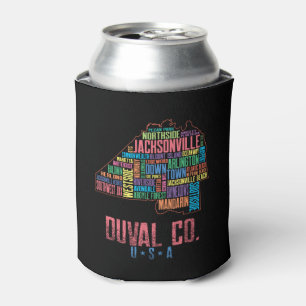 Jacksonville Duval County Florida USA Map Can Cooler