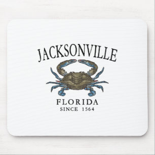 Jacksonville Fl Blue Crab Since 1564 Arched Black  Mouse Pad