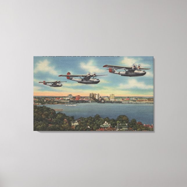 Jacksonville, FL - Navy Bombers over St. John's Canvas Print (Front)