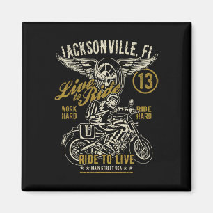 Jacksonville Fl Usa Distressed Style Motorcycle De Magnet