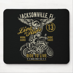 Jacksonville Fl Usa Distressed Style Motorcycle De Mouse Pad