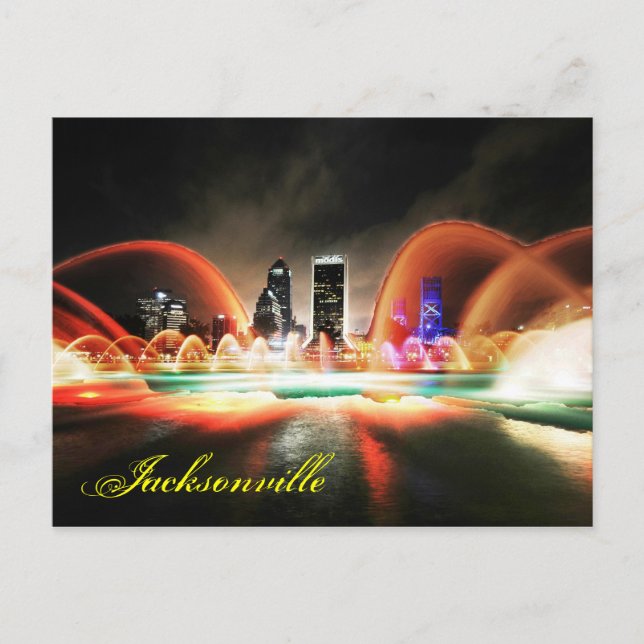 Jacksonville, Florida and the Friendship Fountain Postcard (Front)