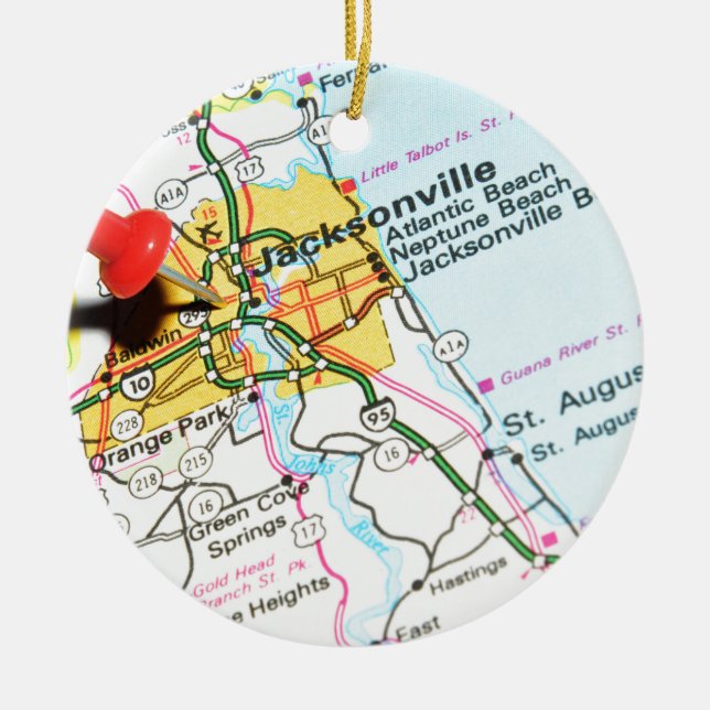 Jacksonville, Florida Ceramic Tree Decoration (Front)
