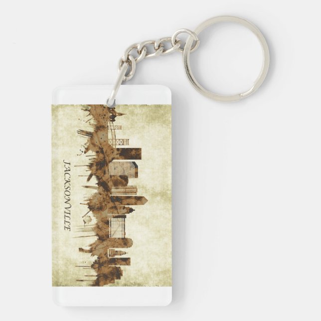 Jacksonville Florida Cityscape Key Ring (Back)