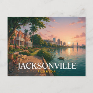 Jacksonville Florida Coastal Riverfront Travel  Postcard