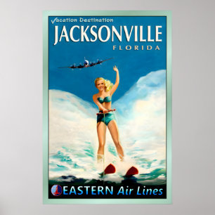 JACKSONVILLE Florida Eastern Lines Travel Poster